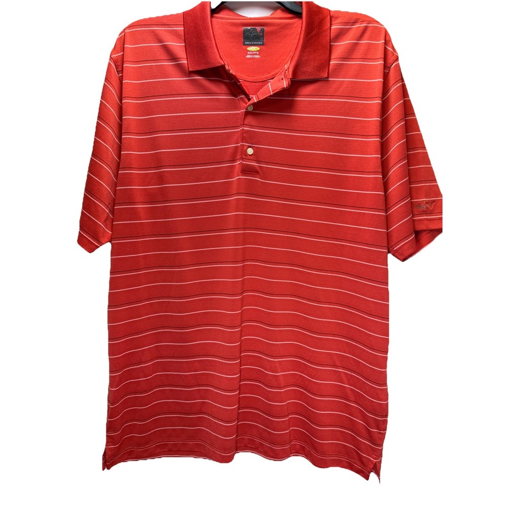 Greg‎ Norman Men's Dry Golf Polo Shirt XXL Salmon Black Stripe